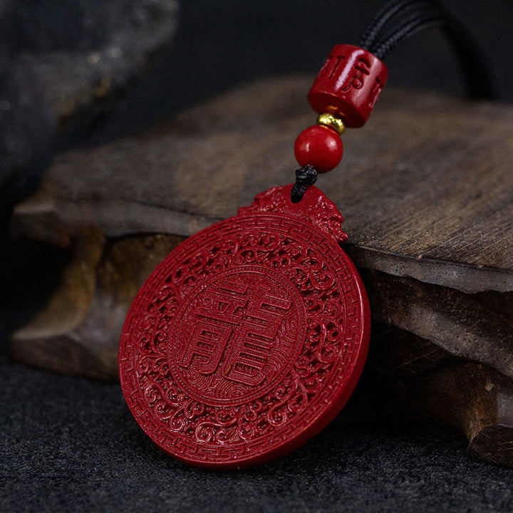 Buddha Stones Year of the Dragon Natural Cinnabar Dragon Protection Necklace Pendant - image 3