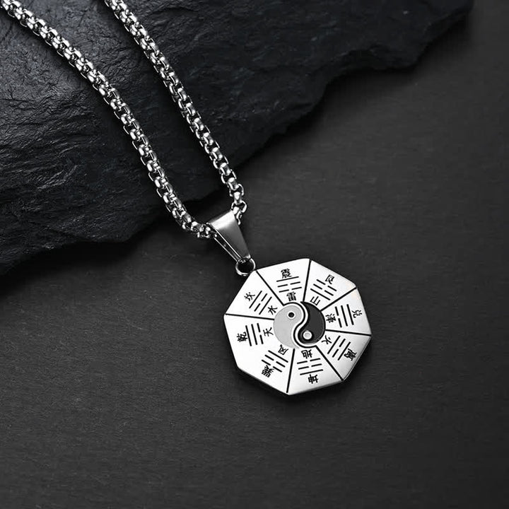 Buddha Stones Bagua Yin Yang Titanium Steel Balance Necklace Pendant - Silver - image 5
