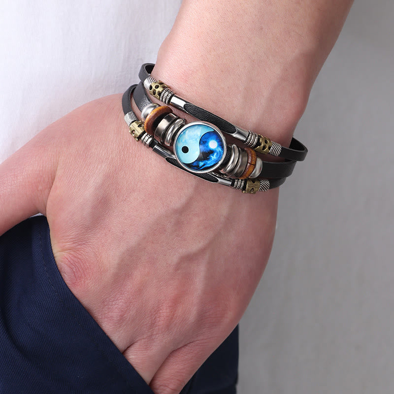 Buddha Stones Yin Yang Leather Balance Bracelet - image 4