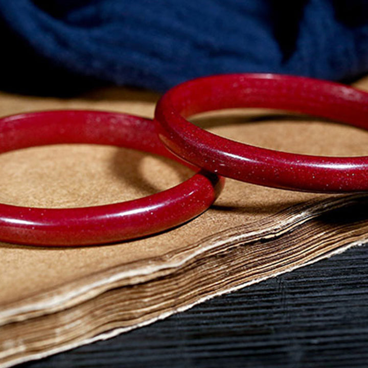 Buddha Stones Cinnabar Heart Sutra Engraving Blessing Bangle Bracelet - image 5