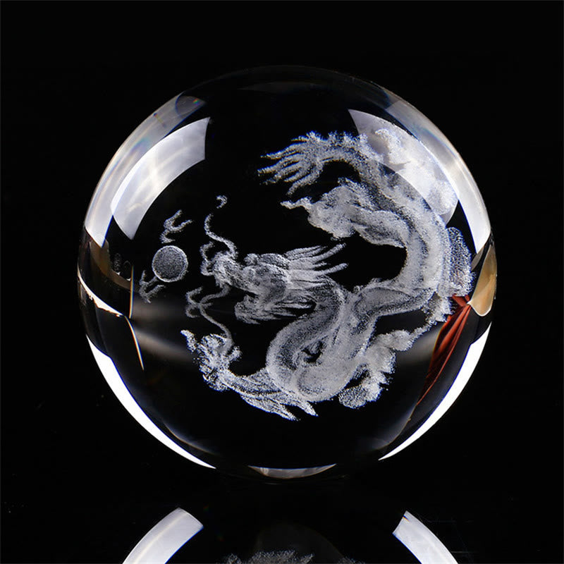 White Crystal Dragon Lotus Blessing Decoration - image 1