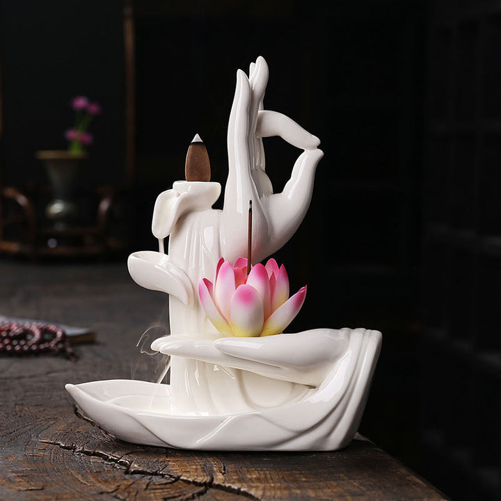 Buddha StonesTibetan Lotus Blessing Incense Burner Decoration - 3 - image 10