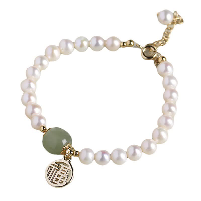 Buddha Stones Natural Pearl Hetian Jade Happiness Healing Bead Bracelet - image 8