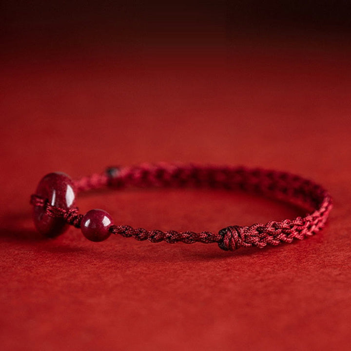 Buddha Stones Handmade Cinnabar Peace Buckle Safe and Healthy Charm Blessing String Bracelet Anklet - image 14