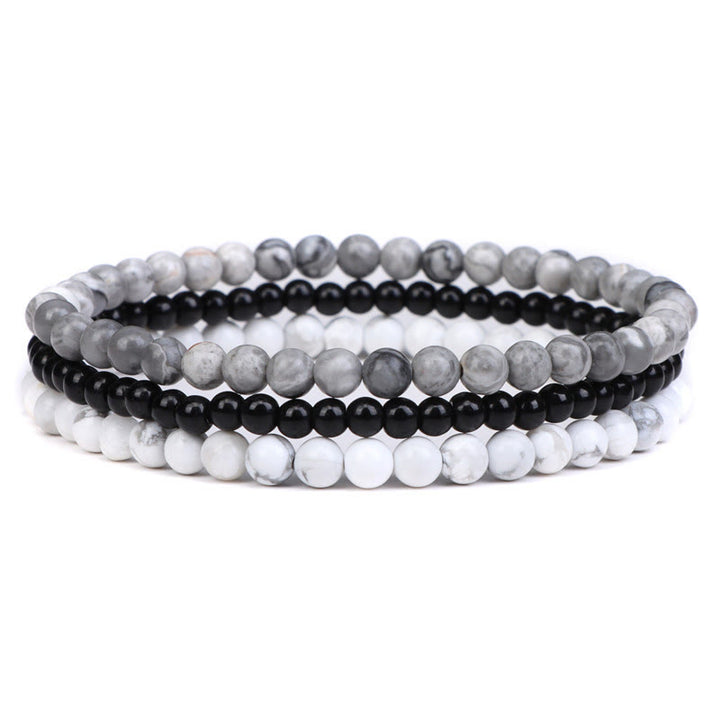 Buddha Stones 3Pcs Natural Crystal Stone Inner Peace Spiritual Bracelet - Picasso Jasper&Black Glass Beads&White Turquoise(Wrist Circumference 15-19cm) - image 27