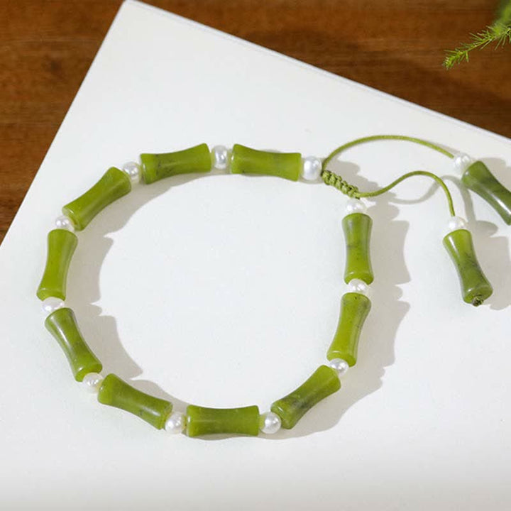 Buddha Stones Natural Peridot Bamboo Pattern Love Peace Bracelet - image 7