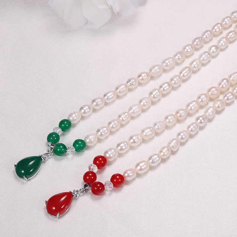 Pearl Bead Waterdrop Calm Peace Necklace Pendant - image 1