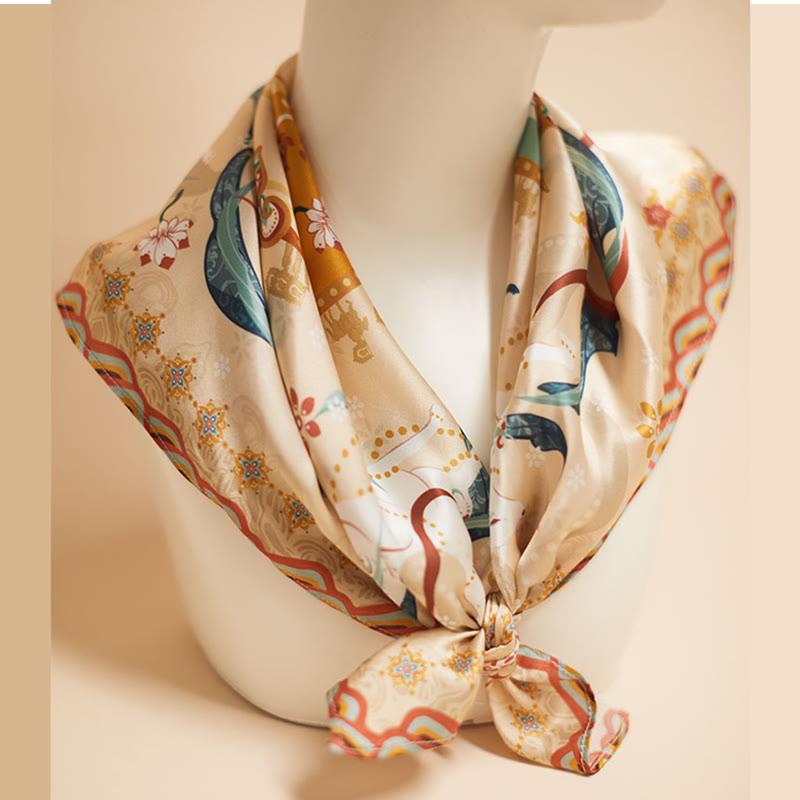 Buddha Stones Dunhuang Riyue Mountain 100% Mulberry Silk Scarf Dunhuang Shawl - image 13