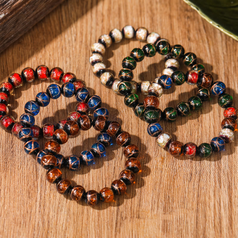 Buddha Stones Tibetan Classic Liuli Glass Bead Luck Wealth Bracelet - image 2