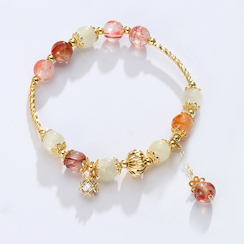 Buddha Stones Colorful Rutilated Quartz Cat Eye Zircon Auspiciousness Bead Bracelet - image 1