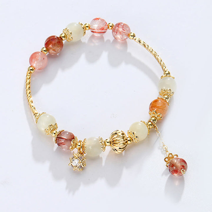 Buddha Stones Colorful Rutilated Quartz Cat Eye Zircon Auspiciousness Bead Bracelet - image 1
