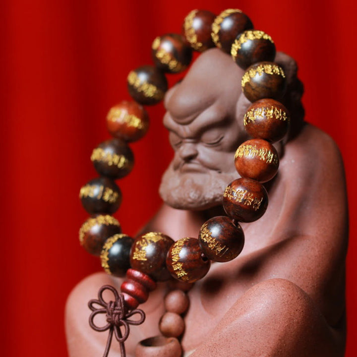 Buddha Stones Tibetan Rosewood Heart Sutra Engraved Cure Bracelet - image 6