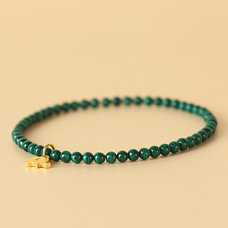 Buddha Stones Natural Malachite Elephant Anti-Anxiety Charm Bracelet - image 1