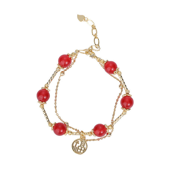 Buddha Stones Red Agate Fu Character Charm Self-acceptance Bracelet - image 10