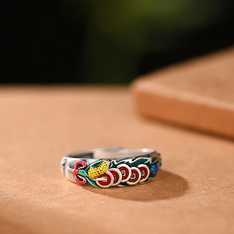 Buddha Stones Feng Shui Five Emperor Coins Wealth Ring - image 9