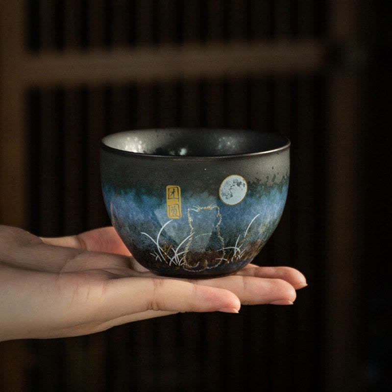 Buddha Stones Ceramic Teacup Lovely Cat Black Tea Cups 140ml - image 0