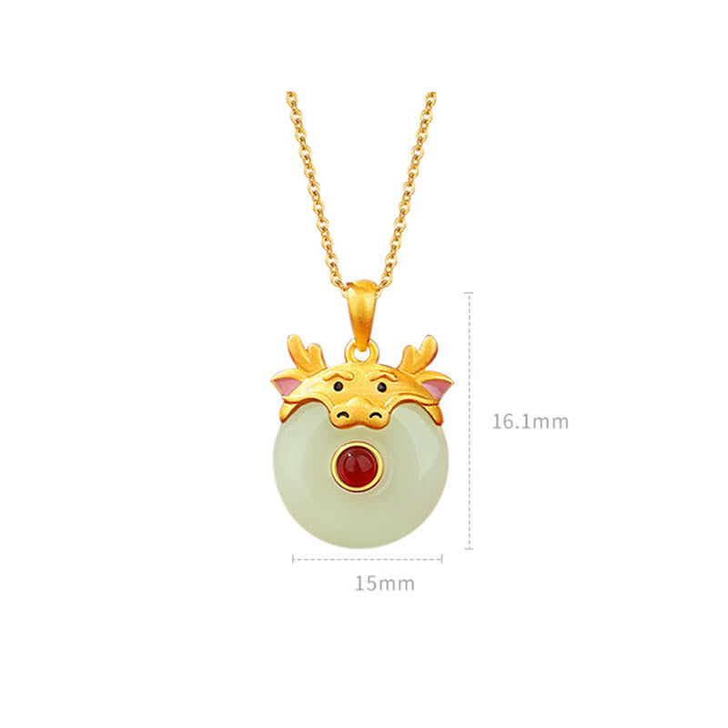 Buddha Stones 925 Sterling Silver Hetian Jade Chinese Zodiac Year of the Dragon Red Agate Luck Protection Necklace Pendant - image 8