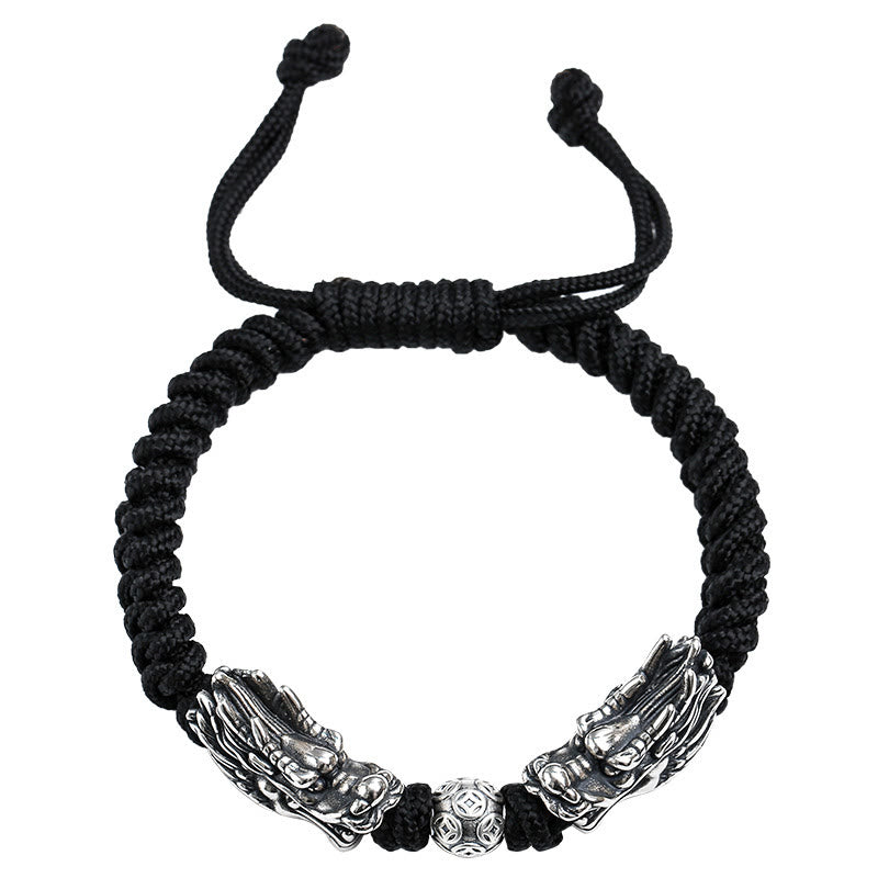 Buddha Stones 999 Sterling Silver Double Dragon Luck Handmade Braided Bracelet - image 10