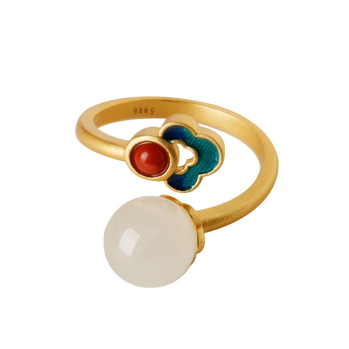 White Jade Auspicious Cloud Blessing Luck Ring - image 11