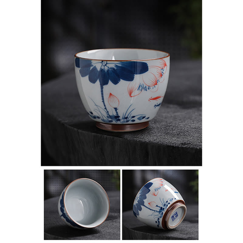 Buddha Stones Lotus Flower Leaf Bamboo Ceramic Teacup Kung Fu Tea Cups - image 21