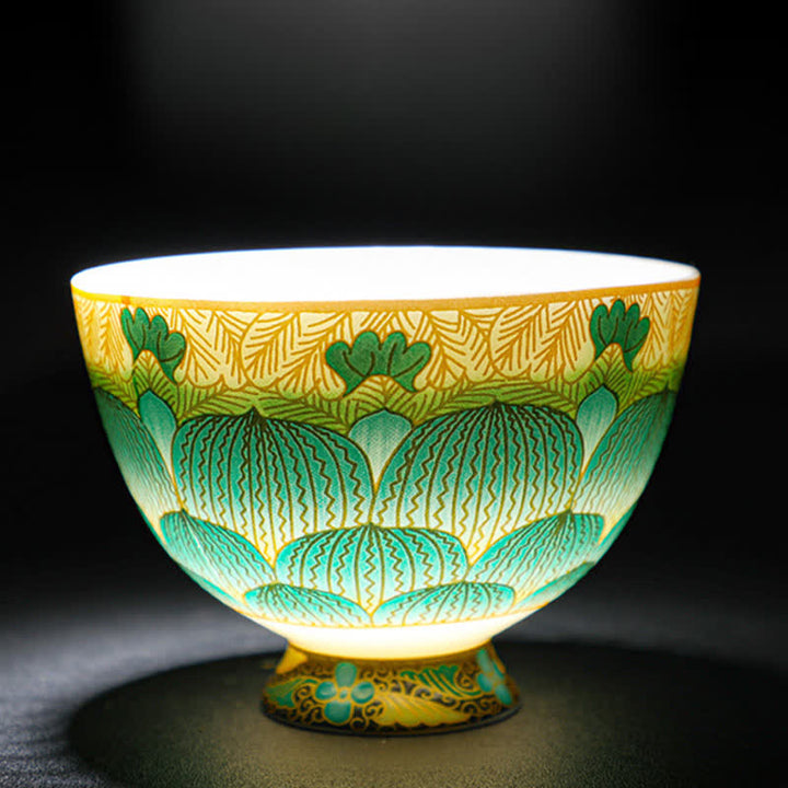 Buddha Stones Lotus Ceramic Teacup Flower Tea Cups 100ml - image 9