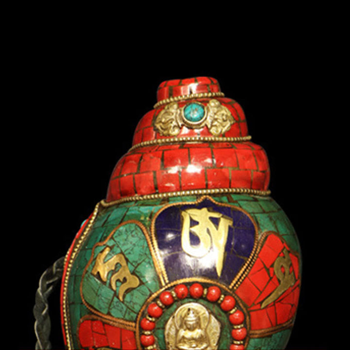 Tibetan Handmade Shankha Om Mani Padme Hum Buddha Conch Shell Lucky Decoration - image 9