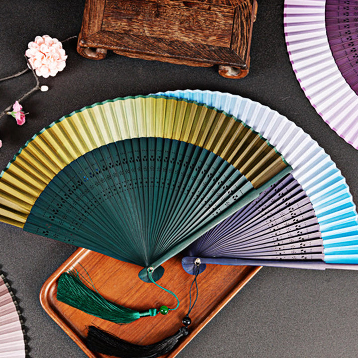 Buddha Stones Gradient Handheld Bamboo Folding Fan - image 2