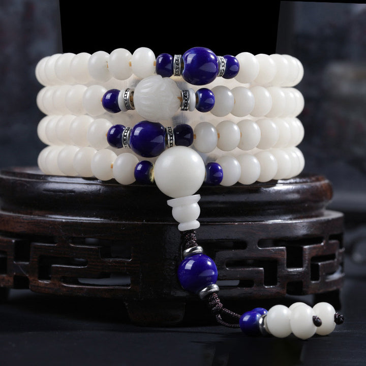 Buddha Stones Bodhi Seed Bead Lotus Blessing Charm Bracelet - Bodhi Seed&Purple Bead - 10*8mm - image 4