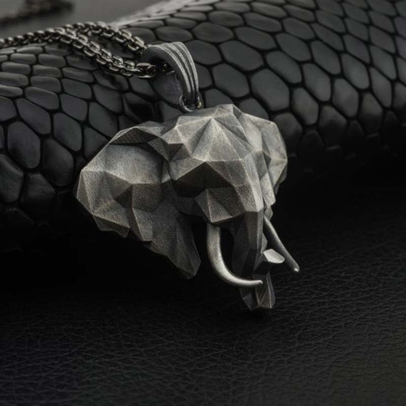 Elephant Pewter Titanium Steel Strength Necklace Pendant - image 3