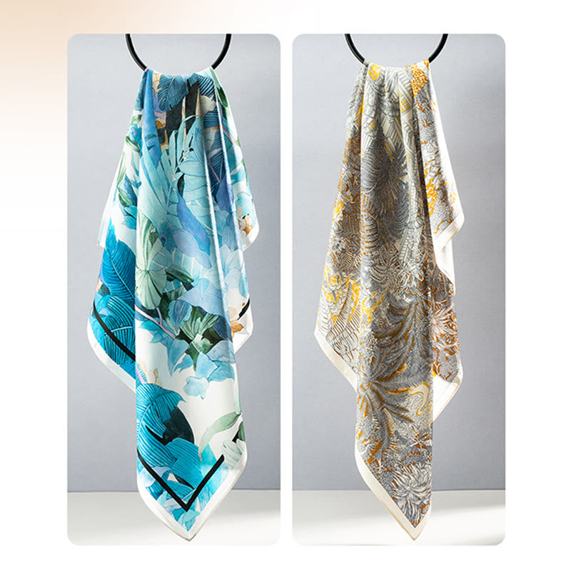 Buddha Stones Jungle Oil Painting Auspicious Clouds 100% Mulberry Silk Scarf Premium Grade 6A Double-sided Silk Neck Scarf - image 30