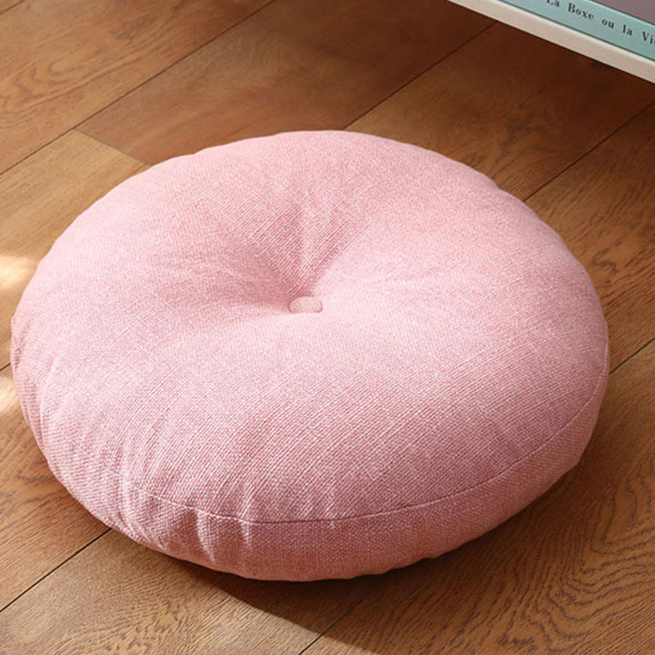 Buddha Stones Lotus Simple Pattern Linen Meditation Seat Cushion Home Living Room Decoration - Detachable - Approx. 40cm × 10cm (slight variation possible) - Pink - image 20