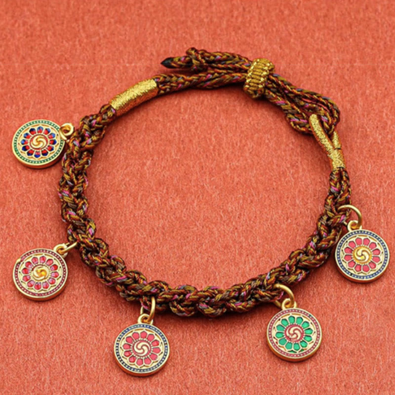 Buddha Stones Tibetan Five God Of Wealth Thangka Luck Braid String Bracelet - image 8
