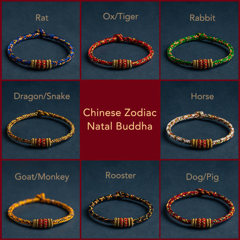 Buddha Stones Tibet Handmade Chinese Zodiac Natal Buddha Luck Strength Braided String Bracelet - image 3
