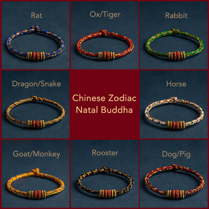 Buddha Stones Tibet Handmade Chinese Zodiac Natal Buddha Luck Strength Braided String Bracelet - image 3