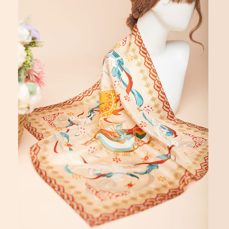 Buddha Stones Dunhuang Riyue Mountain 100% Mulberry Silk Scarf Dunhuang Shawl - image 12