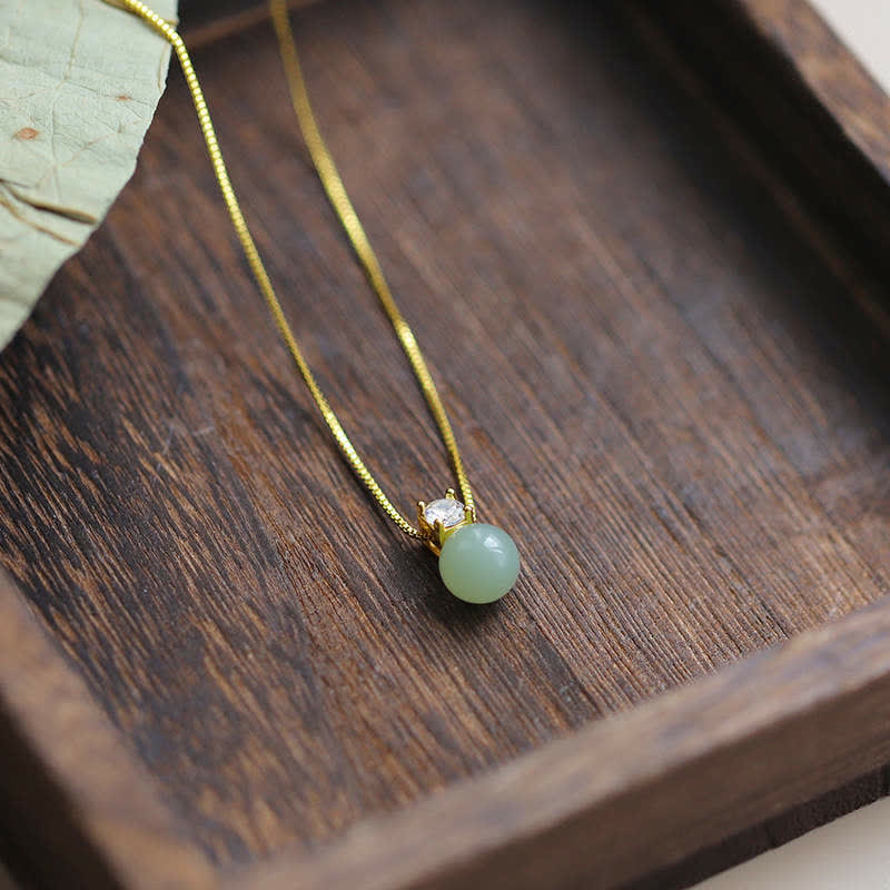 Buddha Stones Lucky Bead Jade Prosperity Chain Necklace Pendant - Jade (Pendant Size Approx. 0.39 in / 10 mm) - image 0