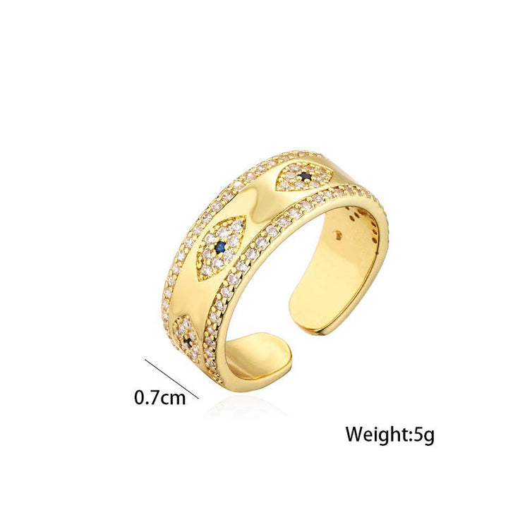 Buddha Stones Evil Eye Luck Blessing Copper Alloy Ring - image 4