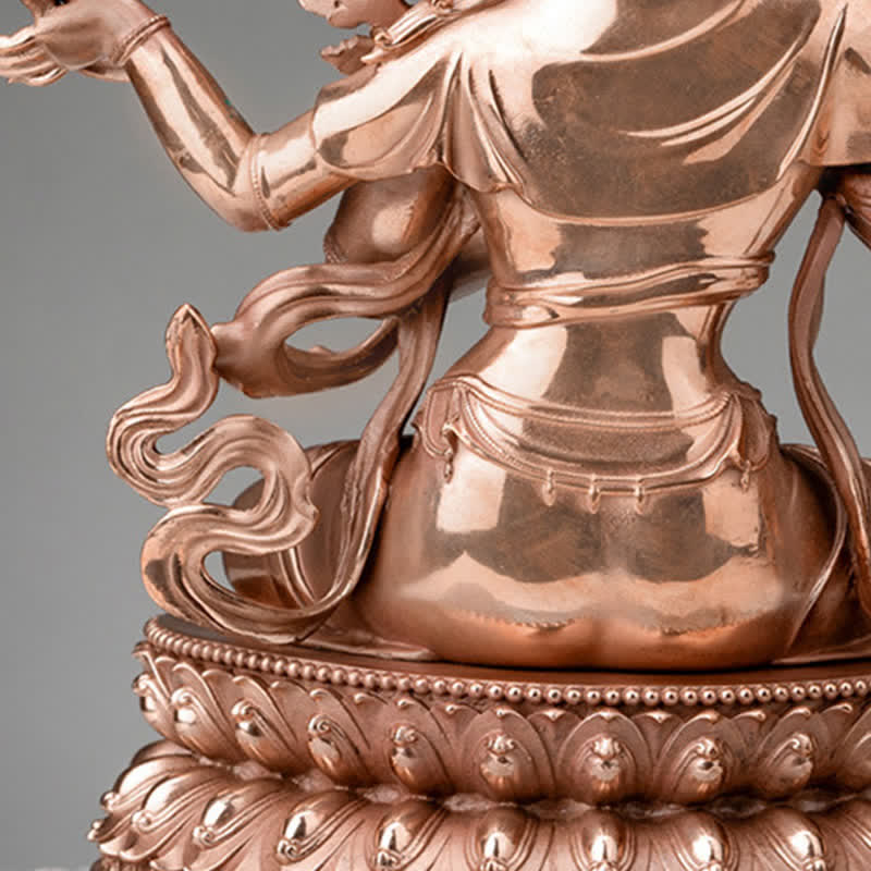 Four-armed Manjusri Bodhisattva Figurine Serenity Copper Statue Decoration - image 9