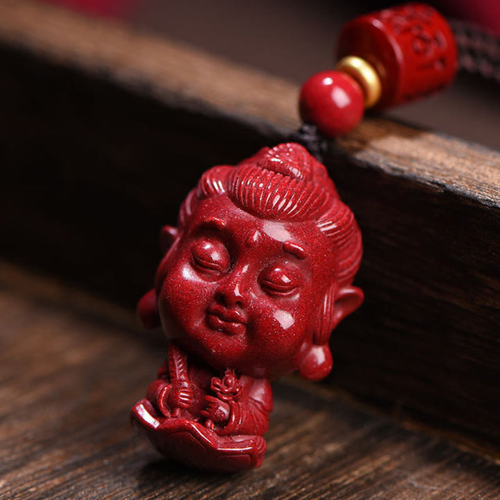 Buddha Stones Chinese Zodiac Natal Buddha Natural Cinnabar Amulet Keep Away Evil Spirits Necklace Pendant - image 2
