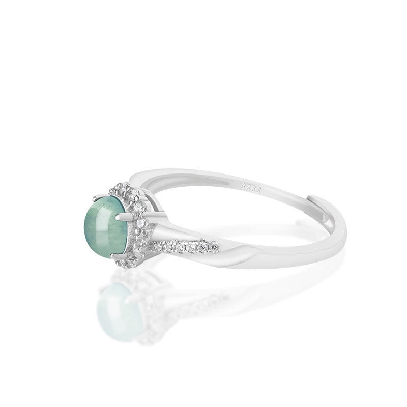 Buddha Stones 925 Sterling Silver Round Jade Luck Prosperity Adjustable Ring - image 2