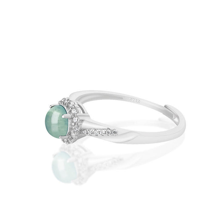 Buddha Stones 925 Sterling Silver Round Jade Luck Prosperity Adjustable Ring - image 2