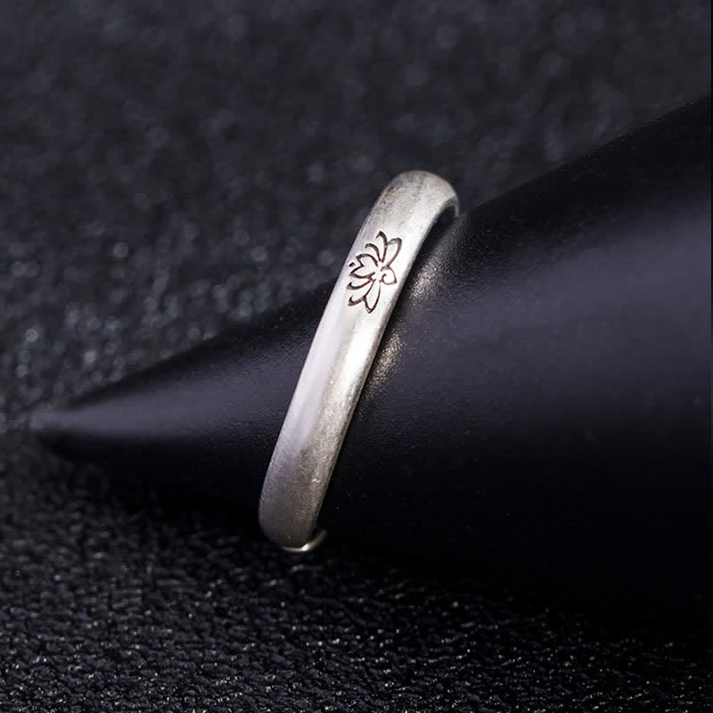 Buddha Stones 925 Sterling Silver Lotus Flower Enlightenment Ring - image 4