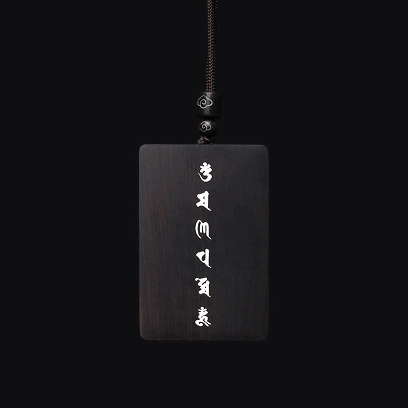 Buddha Stones 999 Sterling Silver Small Leaf Red Sandalwood Ebony Wood Om Mani Padme Hum Inlaid Protection Necklace Pendant - image 14