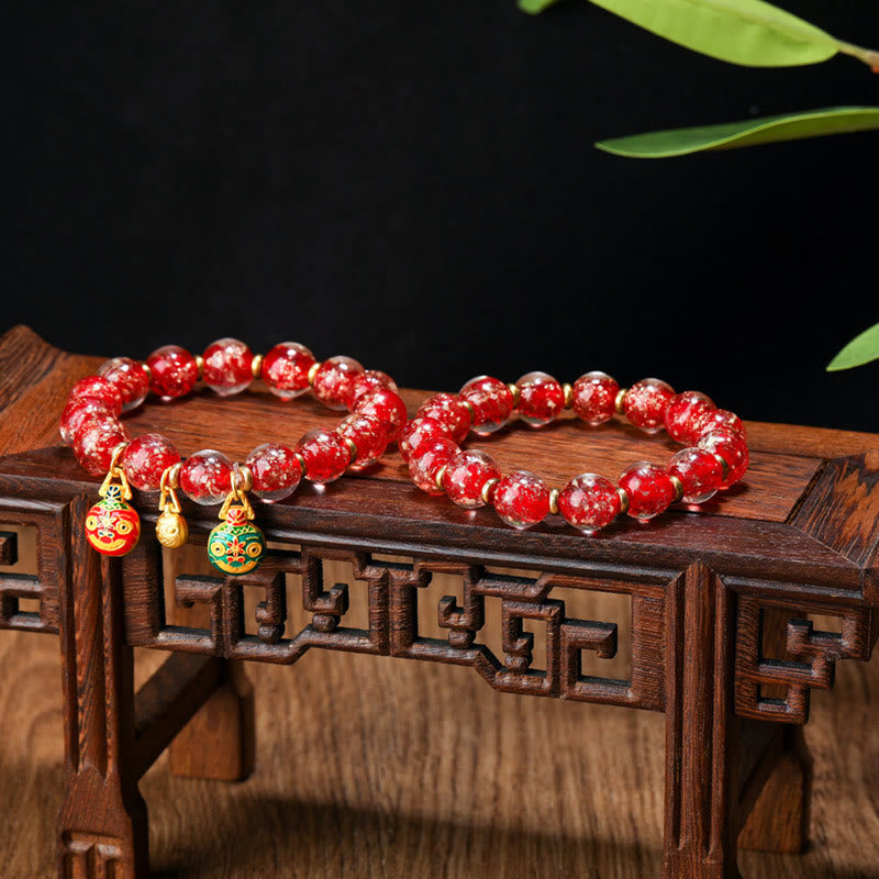 Buddha Stones Gold Swallowing Beast Family Charm Luminous Fluorescent Liuli Glass Bead Success Bracelet - image 12