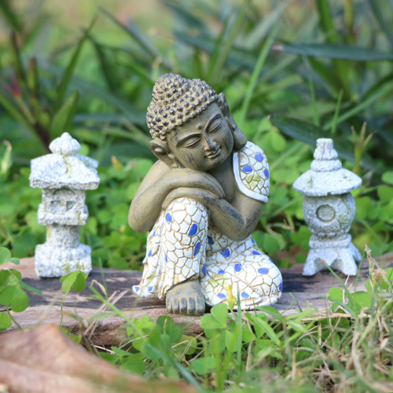 Meditating Zen Buddha Serenity Resin Statue Figurine Home Decoration - Small Sleeping Buddha 8*5*4.8cm - image 0