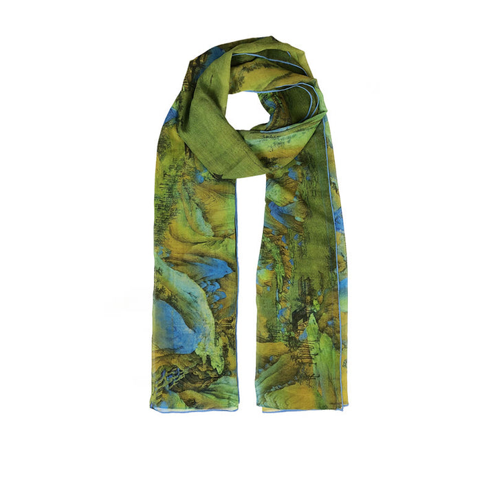 Buddha Stones A Panorama of Rivers and Mountains 100% Mulberry Silk Scarf Premium Grade 6A Silk Shawl - image 15