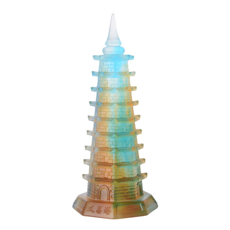 Feng Shui Wenchang Tower Handmade Liuli Crystal Pagoda Art Piece Luck Home Office Decoration - image 13