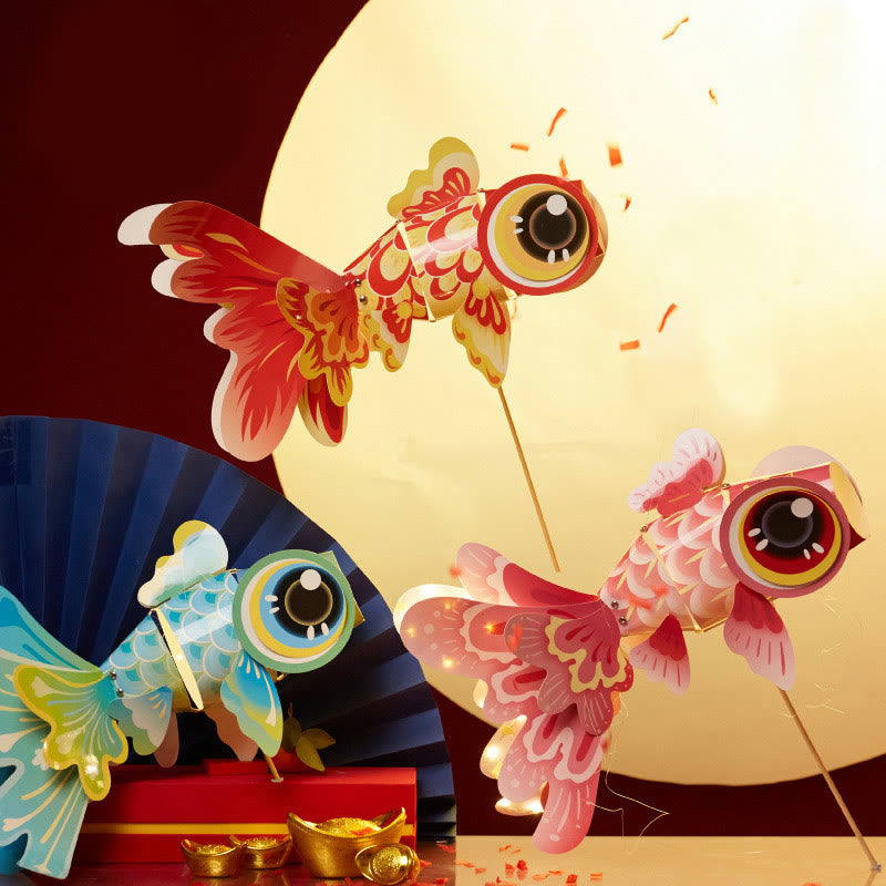 Buddha Stones DIY Fortune Luck Koi Fish Paper Lantern Lamp Mid-Autumn Festival Child Kids Lantern Decoration - image 0