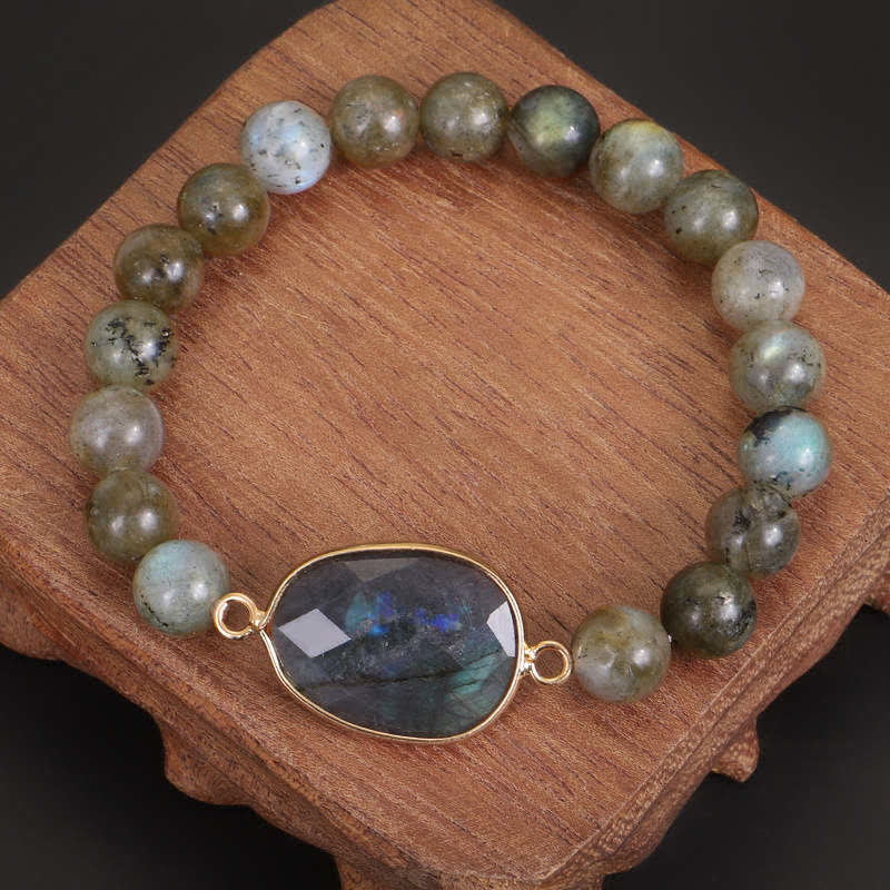 Buddha Stones Natural Labradorite Moonstone Support Healing Beaded Bracelet - Labradorite&Moonstone(Glow Varies – Subtle to Strong) - image 0