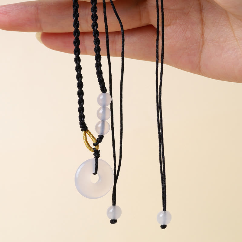 Buddha Stones Strawberry Quartz Chalcedony Peace Buckle Healing Necklace Pendant - image 6